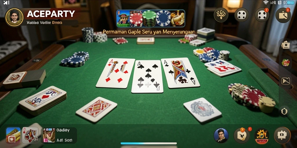 Gameplay seru Gaple di ACEPARTY dengan teman-teman.