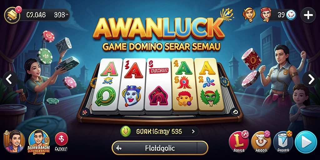 Screenshot utama AWANLUCK menampilkan gameplay Domino yang seru dan interaktif.
