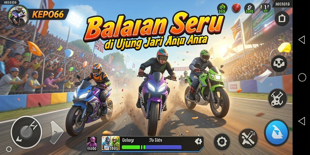 Tampilan gameplay Racing yang menegangkan dan mendebarkan.
